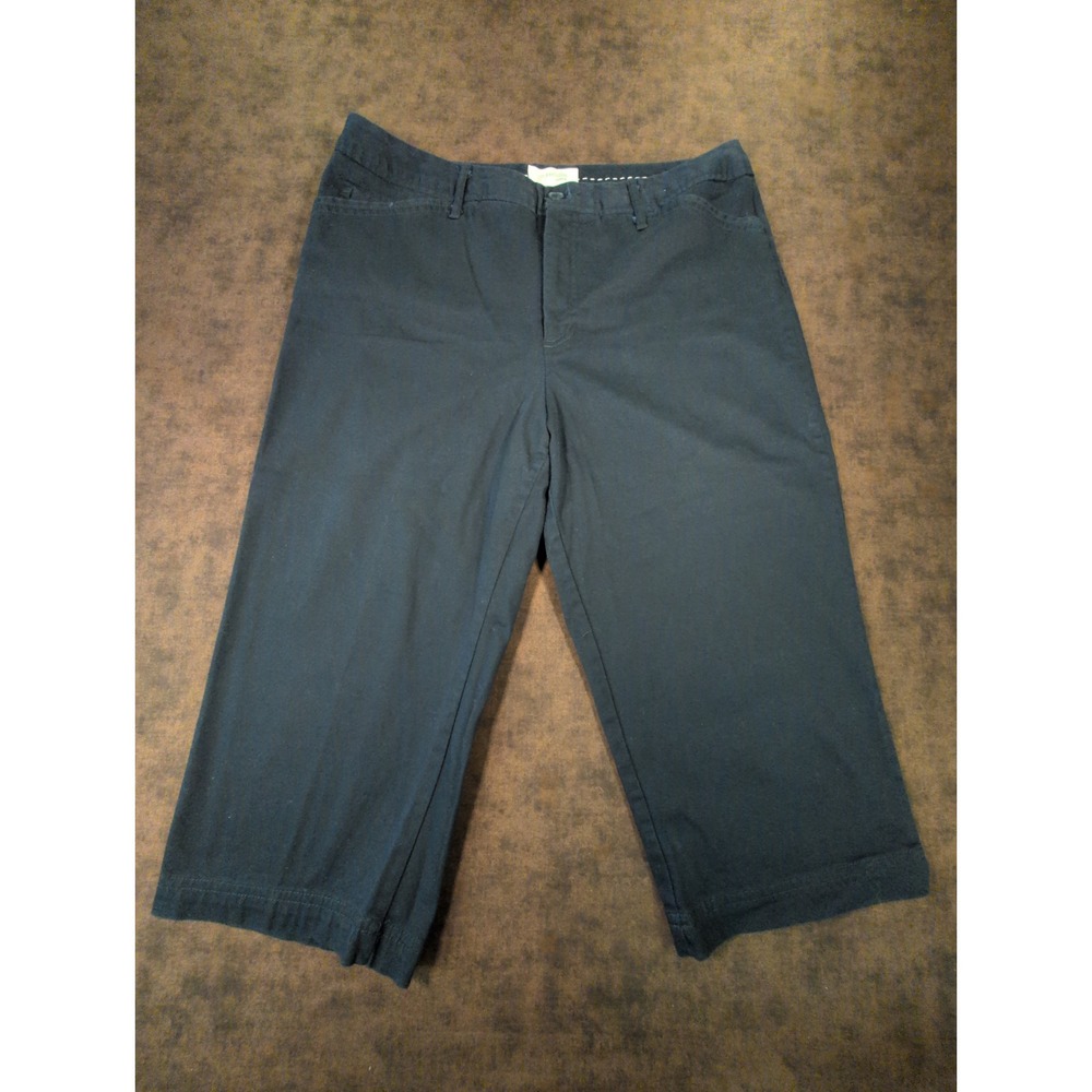 St Johns Bay Navy Blue‎ Stretch Chino Capri Pants Womens 16 Cropped Mid Rise